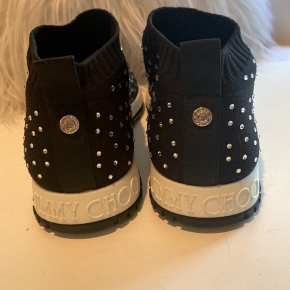 Jimmy Choo black sock sneakers with rhinestones. - Picture 3 of 4